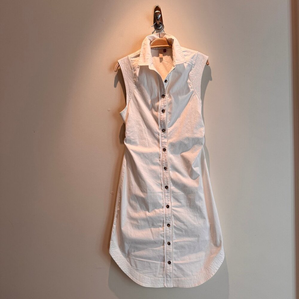 Pilcro White Sleeveless Button-Front Midi Shirt Dress